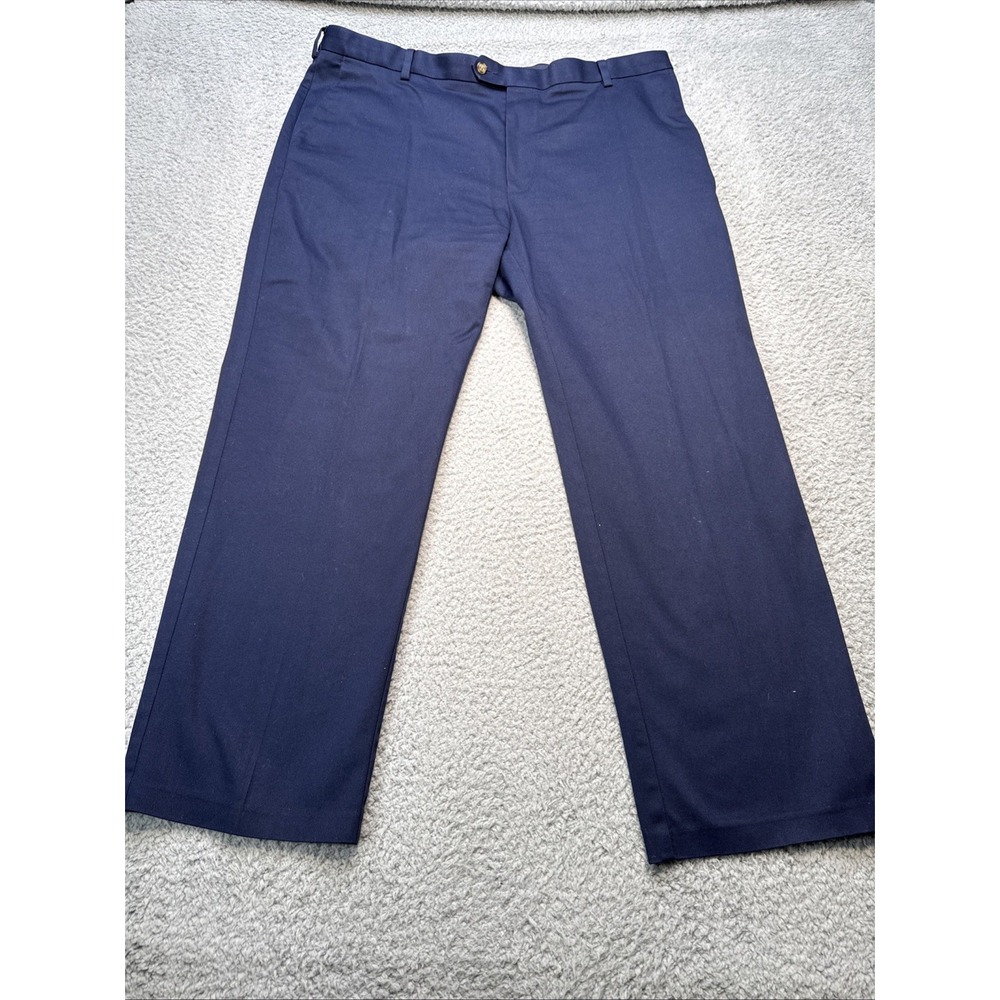 Roundtree & Yorke Travelsmart Pants Mens 40 x 32 Flat Front Navy Blue Stretch